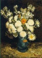 Flowers in a Blue Vase  by Vincent Van Gogh